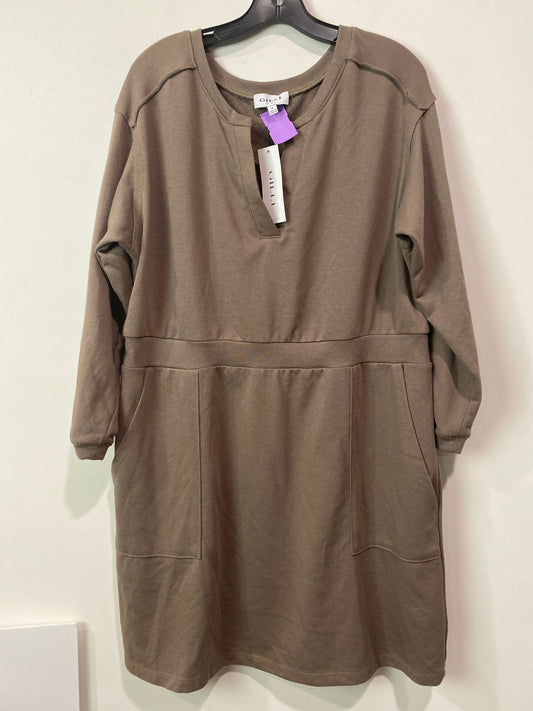 Taupe Dress Casual Midi Gilli, Size 1x