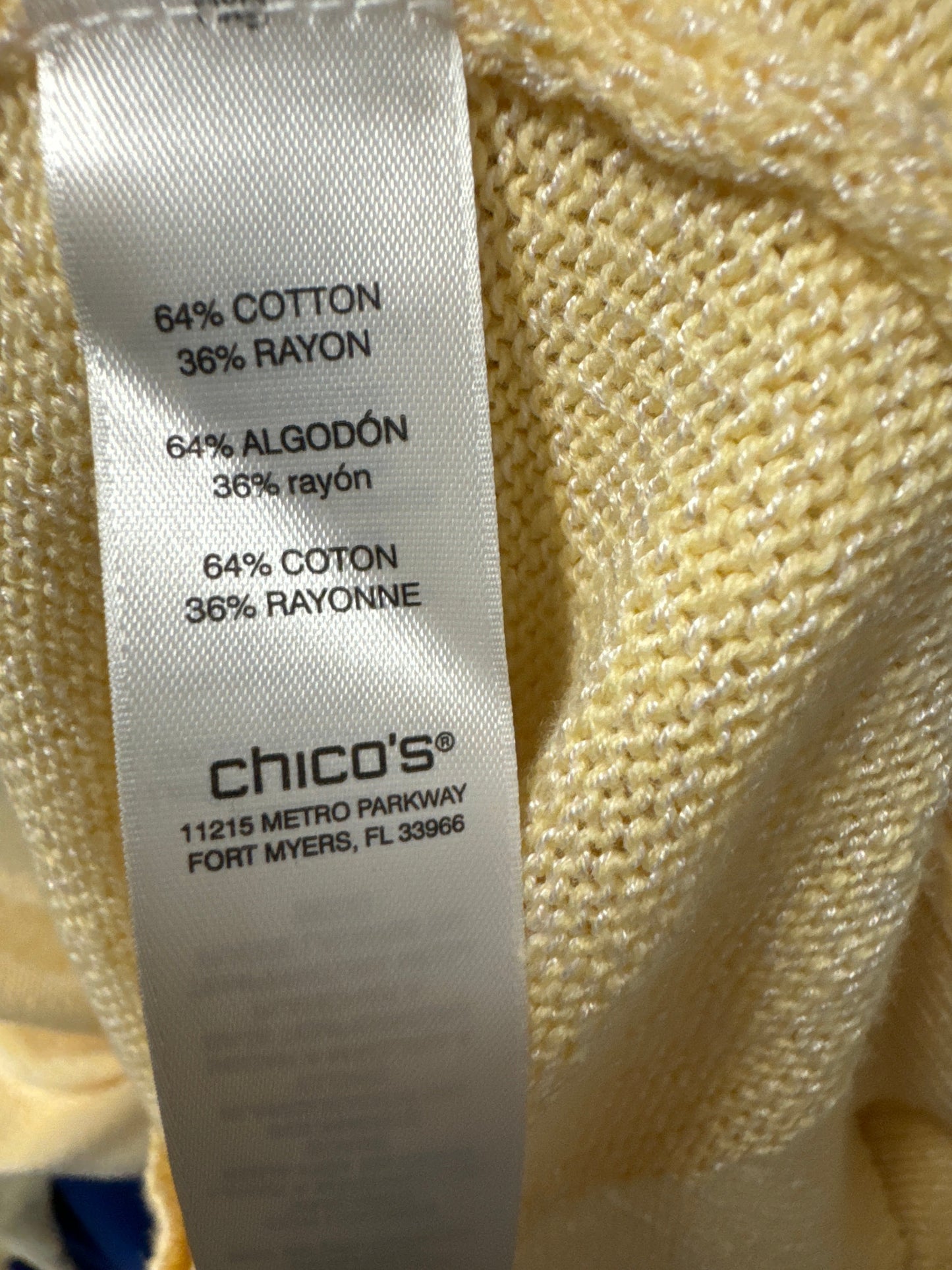 Top 3/4 Sleeve By Chicos In Yellow, Size: M