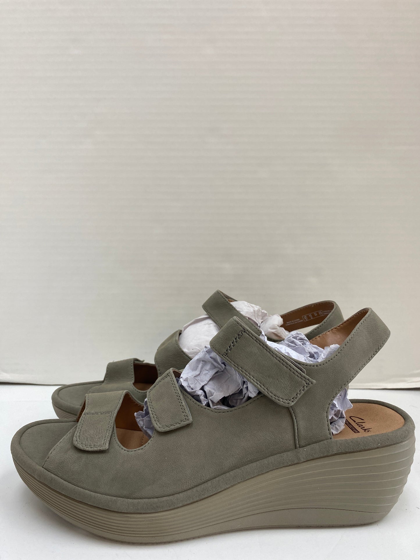 Sandals Heels Block By Clarks In Grey, Size: 12