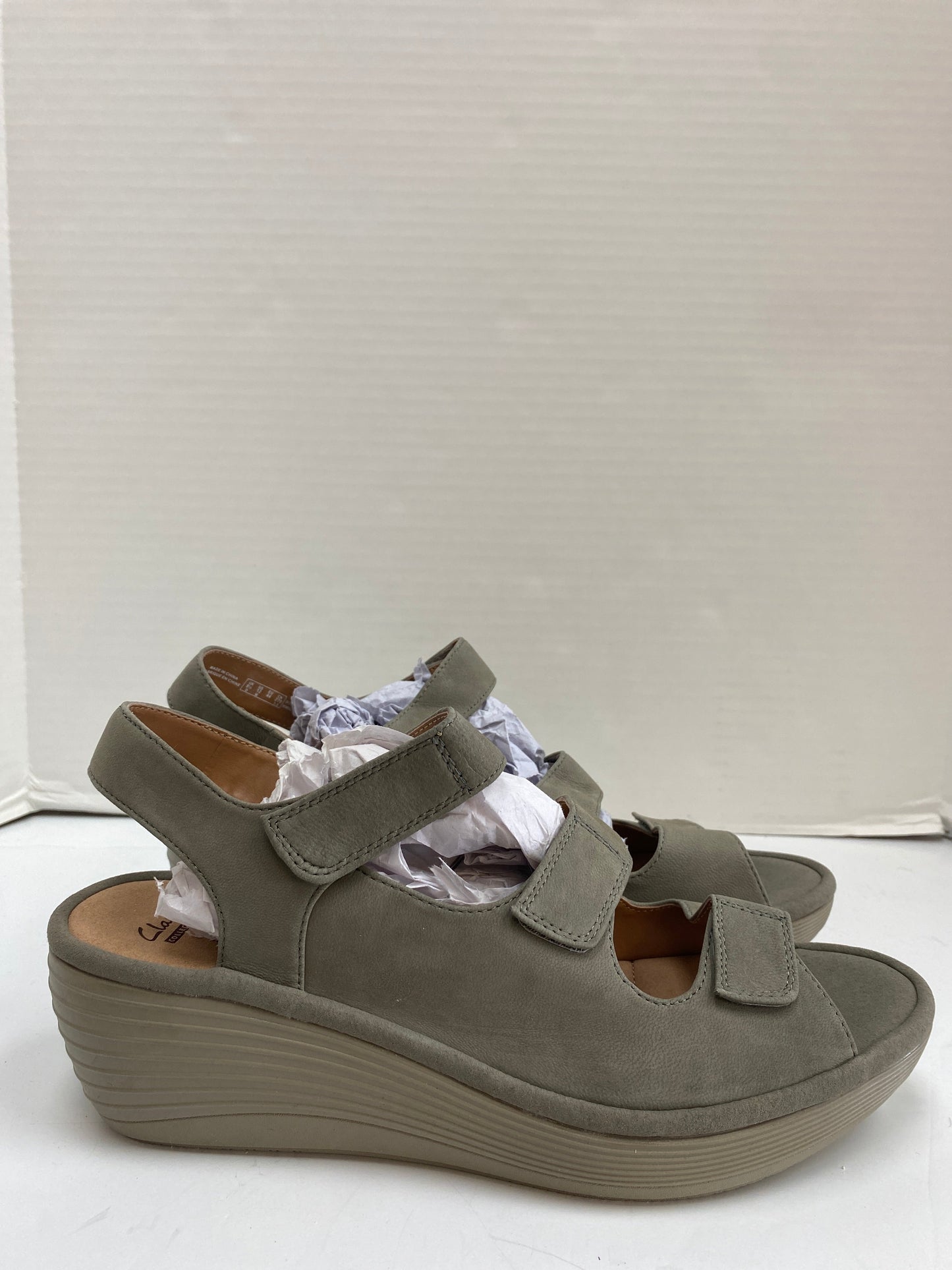 Sandals Heels Block By Clarks In Grey, Size: 12