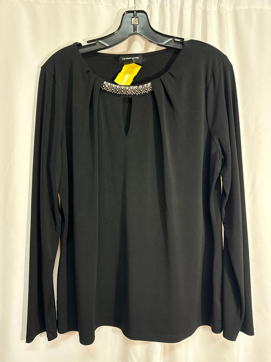 Top Long Sleeve By Liz Claiborne In Black, Size: Xl