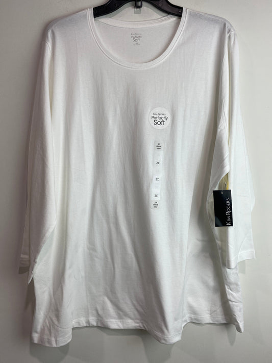 Top Long Sleeve By Kim Rogers In White, Size: 2x