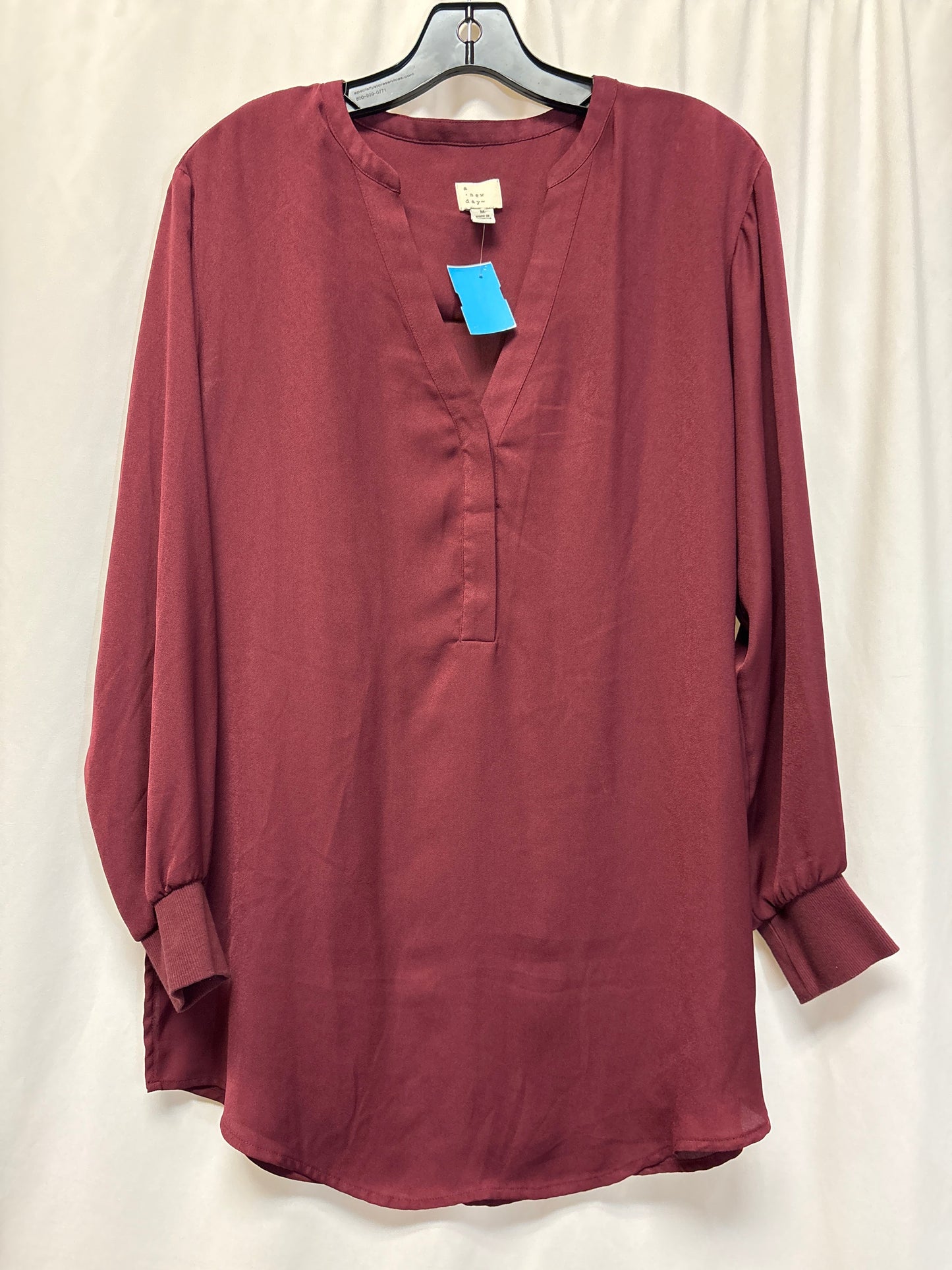 Top Long Sleeve By A New Day In Maroon, Size: M