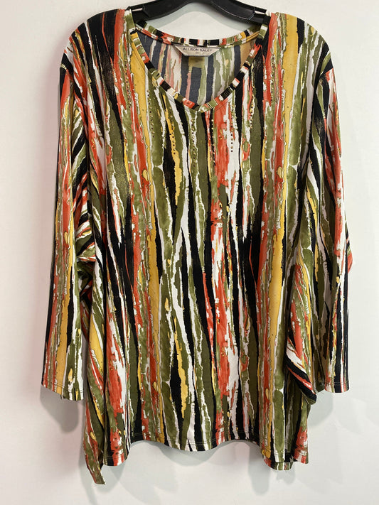 Green & Yellow Top 3/4 Sleeve Allison Daley, Size 3x