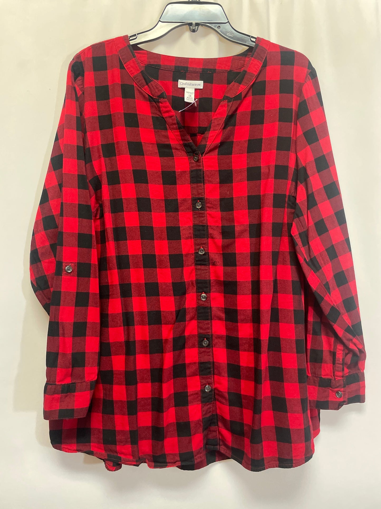 Black & Red Top Long Sleeve Croft And Barrow, Size 1x