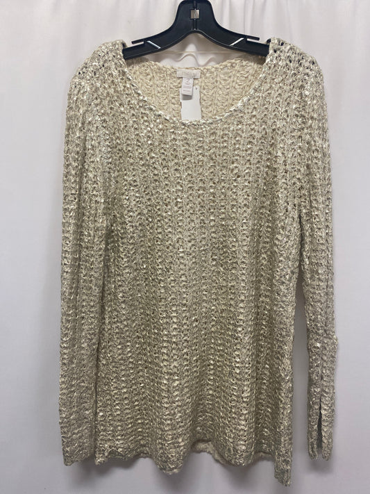 Top 3/4 Sleeve By Chicos In Silver, Size: L