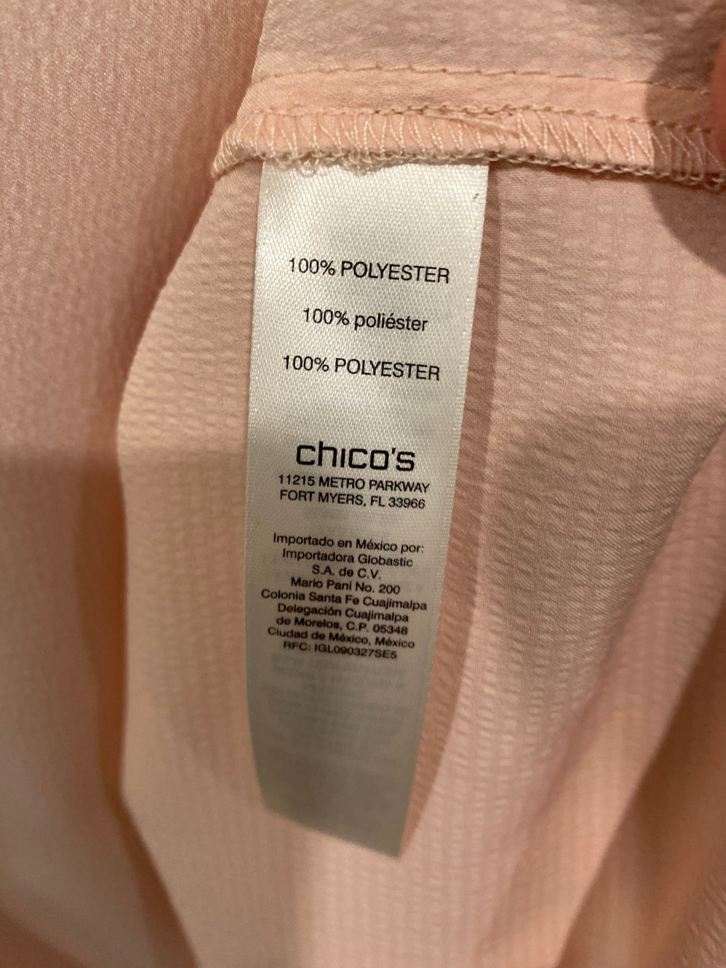 Top Long Sleeve By Chicos In Peach, Size: Xl