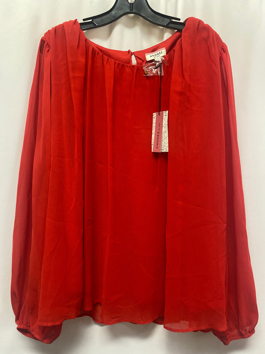 Top Long Sleeve By Andree By Unit In Red, Size: 2x