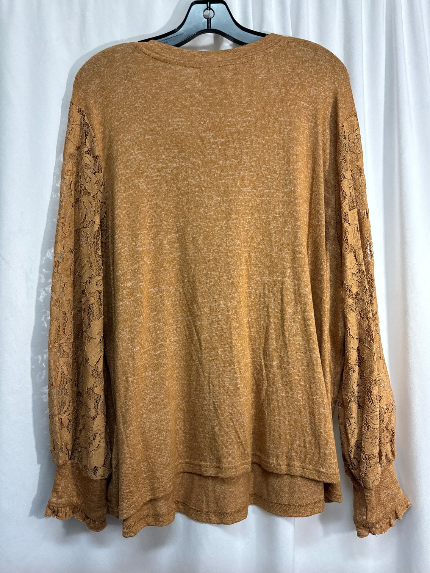 Top Long Sleeve By Zac And Rachel In Brown, Size: 2x