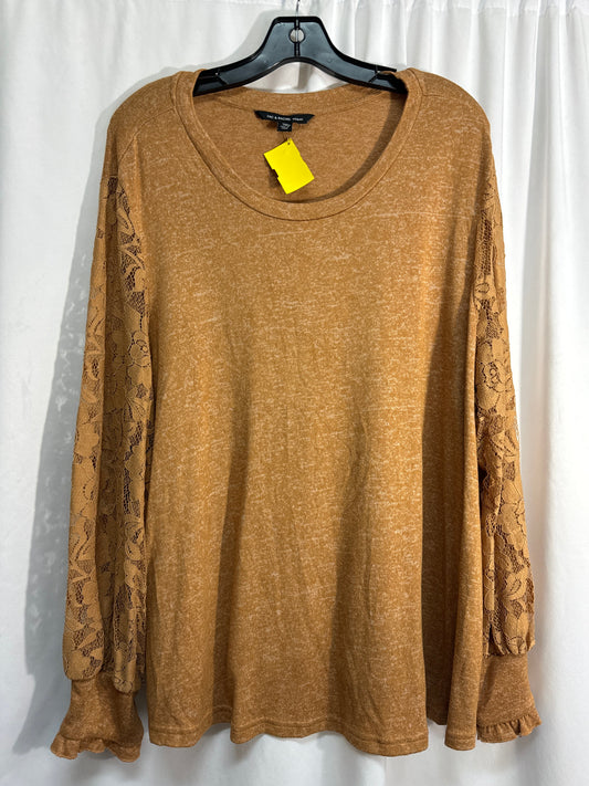 Top Long Sleeve By Zac And Rachel In Brown, Size: 2x