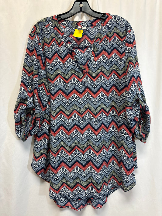 Top Long Sleeve By Cato In Blue, Size: 1x