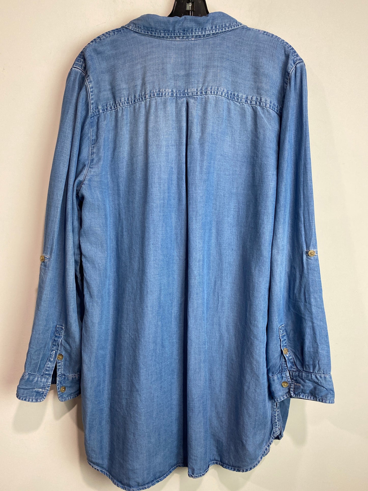 Tunic Long Sleeve By Chicos In Blue Denim, Size: L