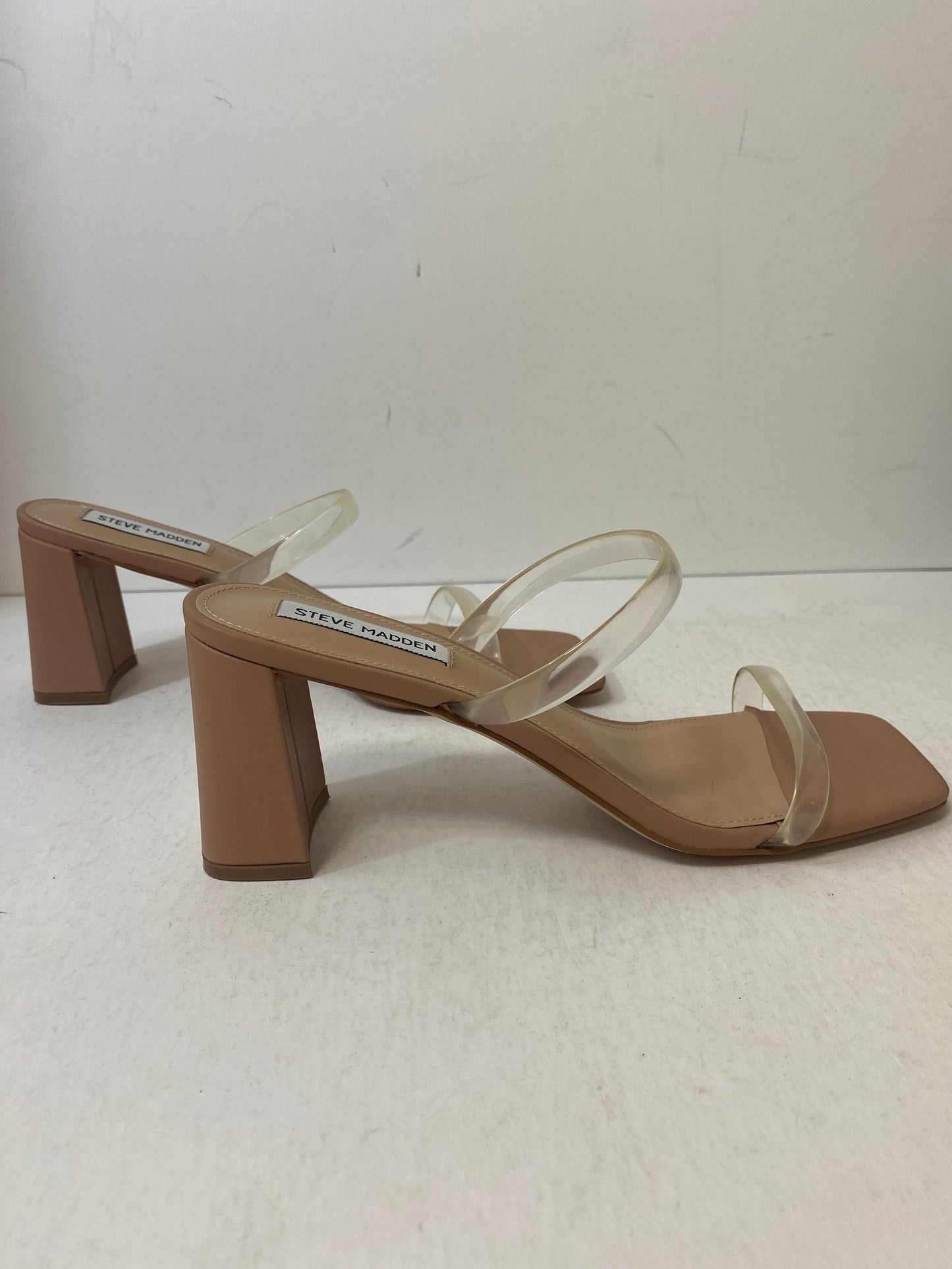 Sandals Heels Block By Steve Madden In Beige, Size: 10