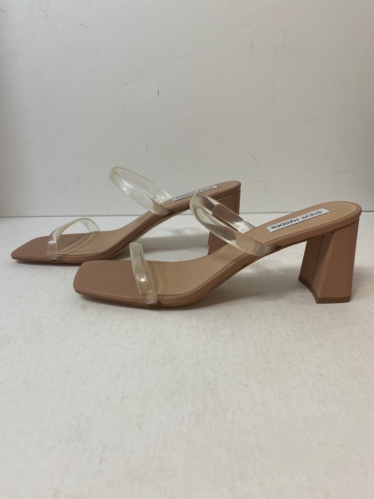 Sandals Heels Block By Steve Madden In Beige, Size: 10