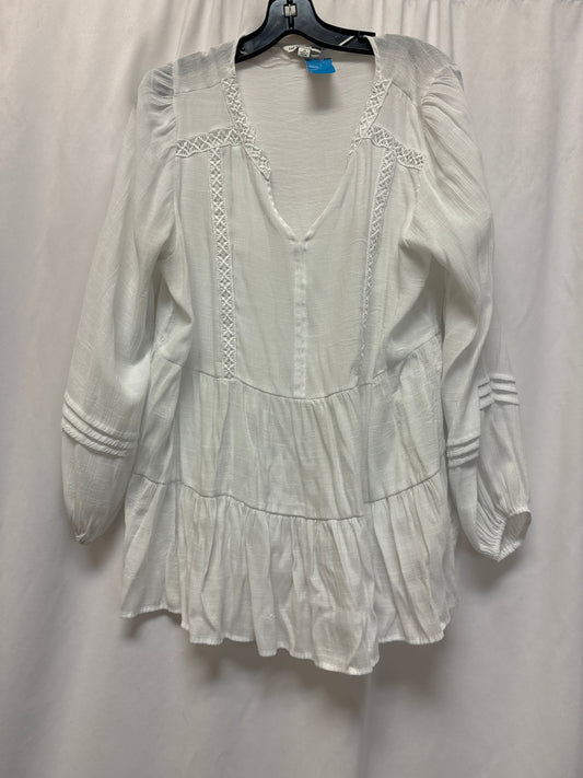 Top Long Sleeve By Zac And Rachel In White, Size: 1x