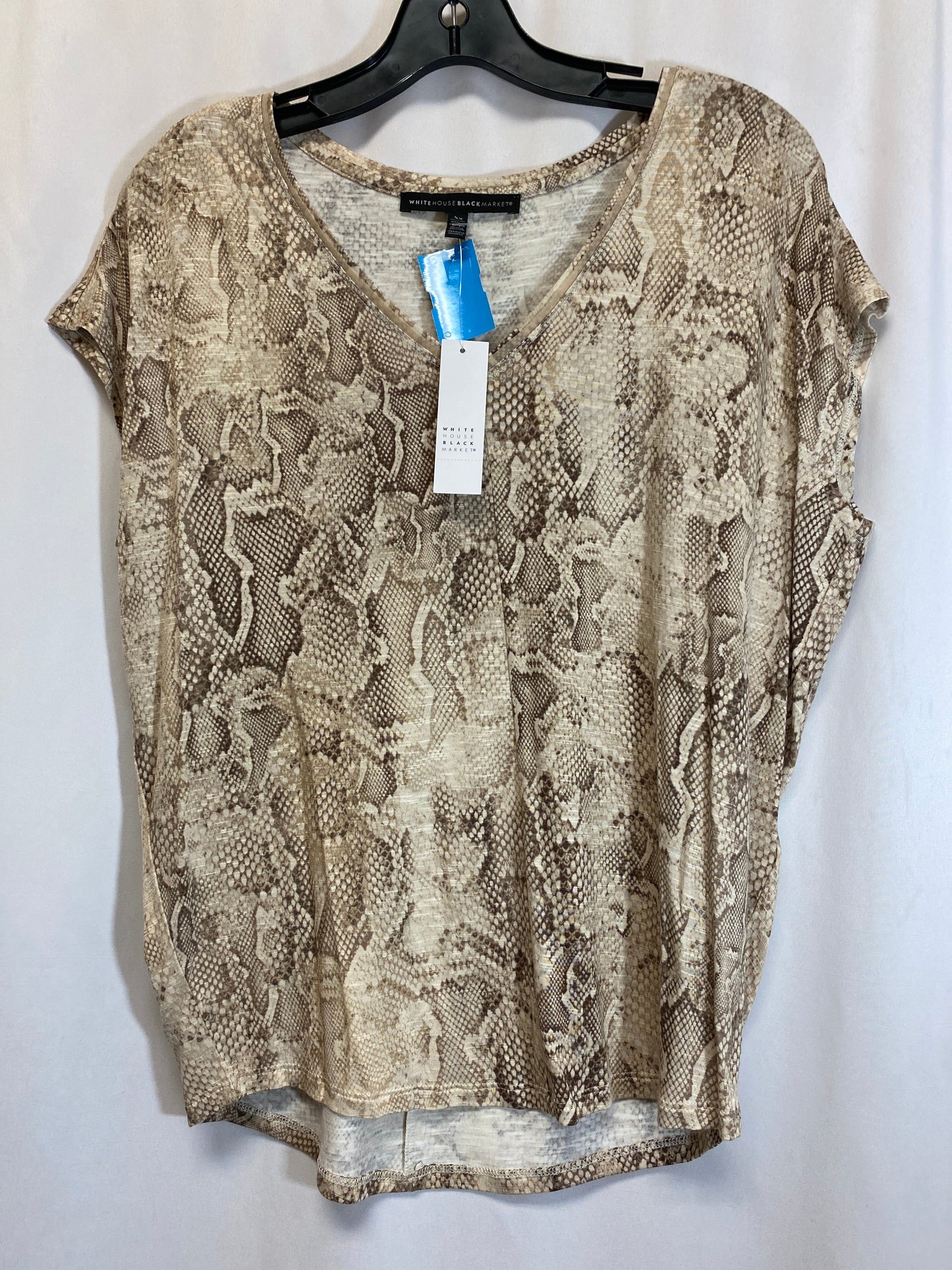 Top Short Sleeve By White House Black Market In Snakeskin Print, Size: Xs