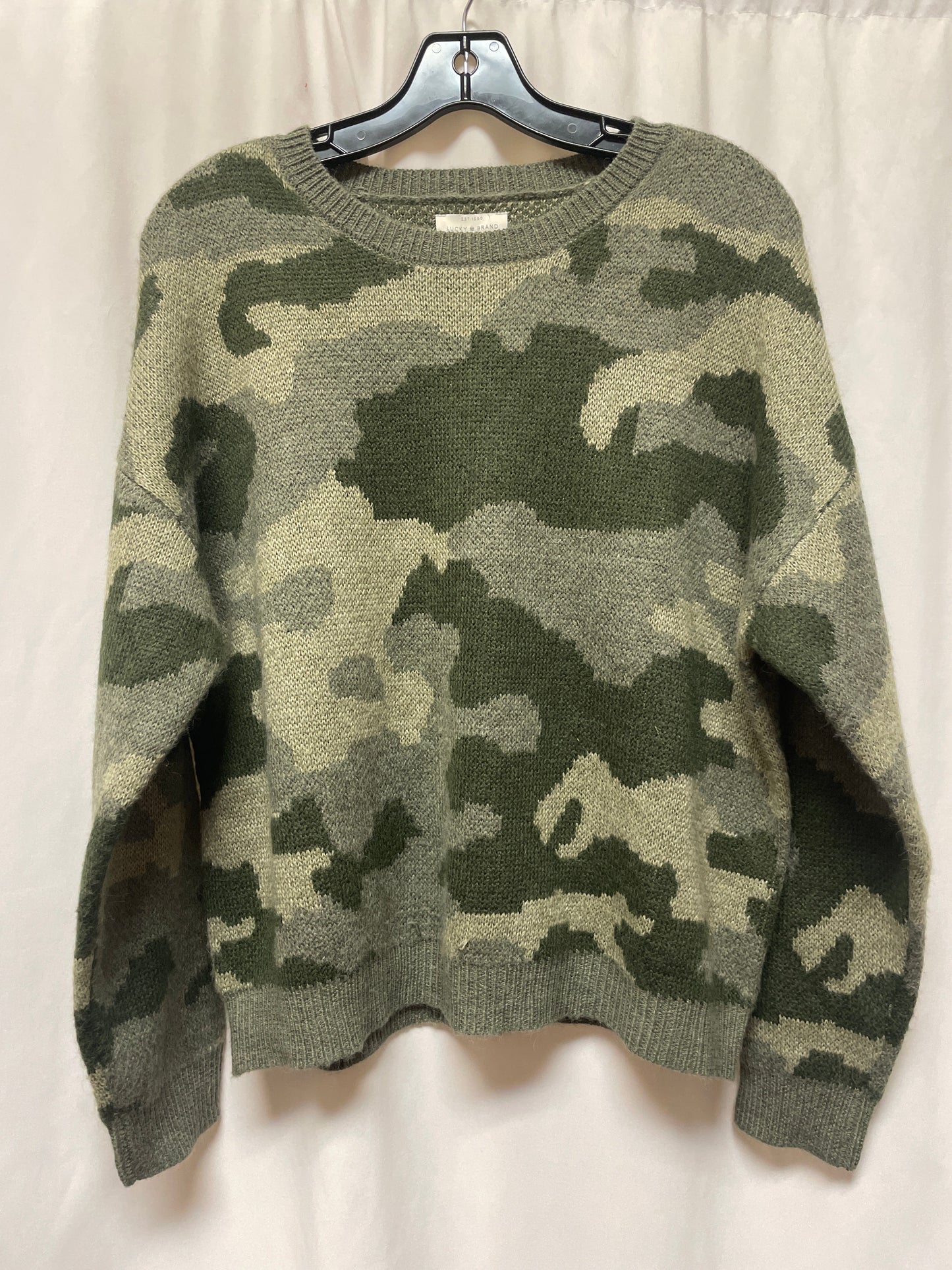 Sweater By Lucky Brand In Camouflage Print, Size: L