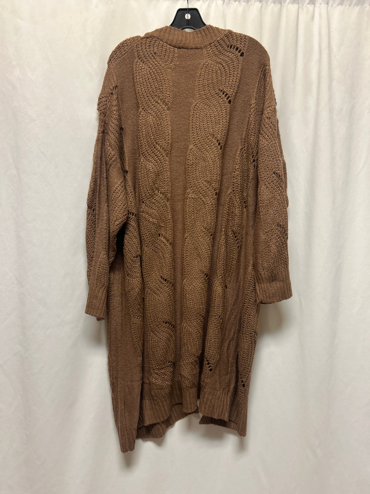 Sweater Cardigan By Andree By Unit In Brown, Size: 2x