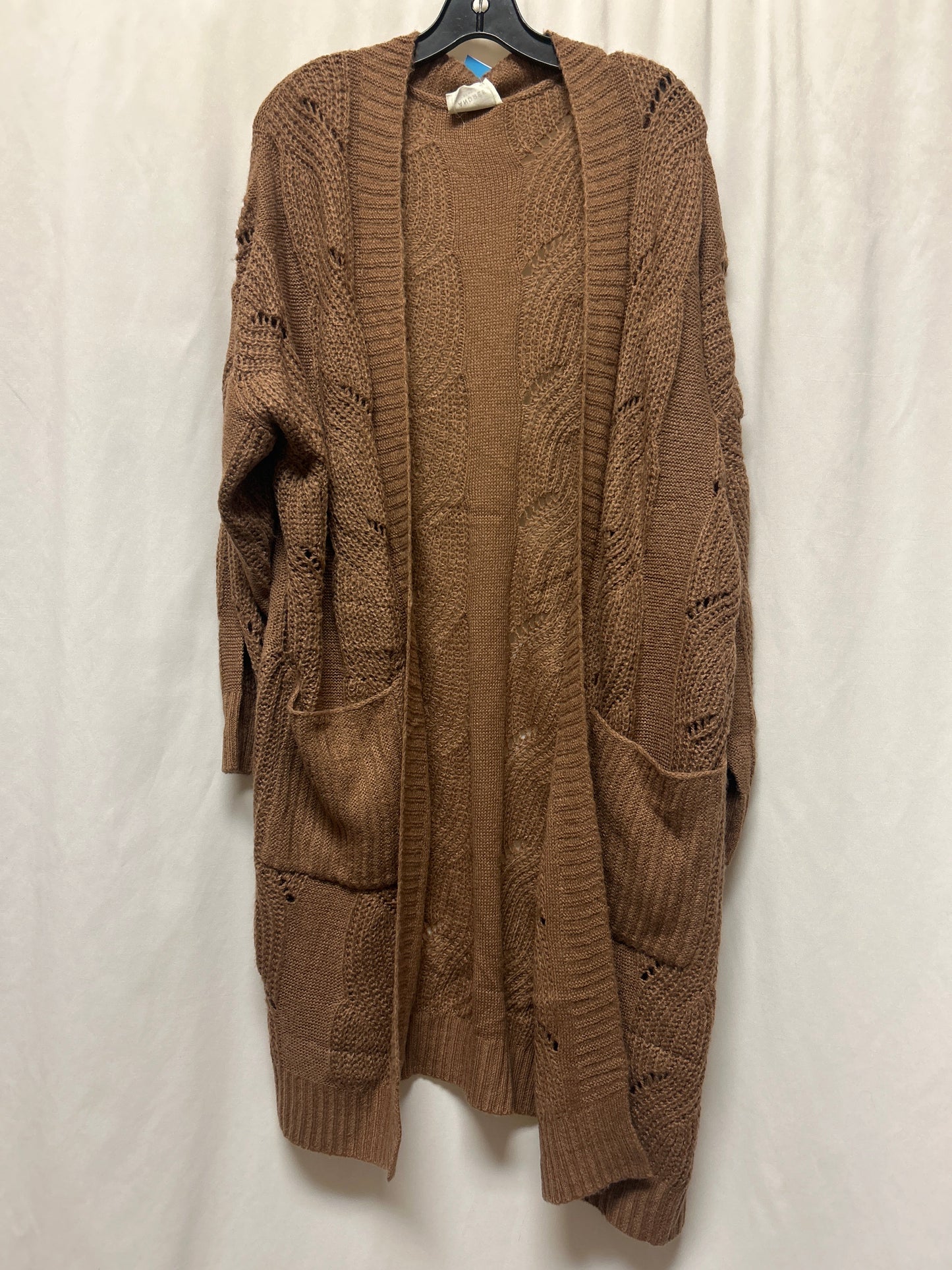 Sweater Cardigan By Andree By Unit In Brown, Size: 2x