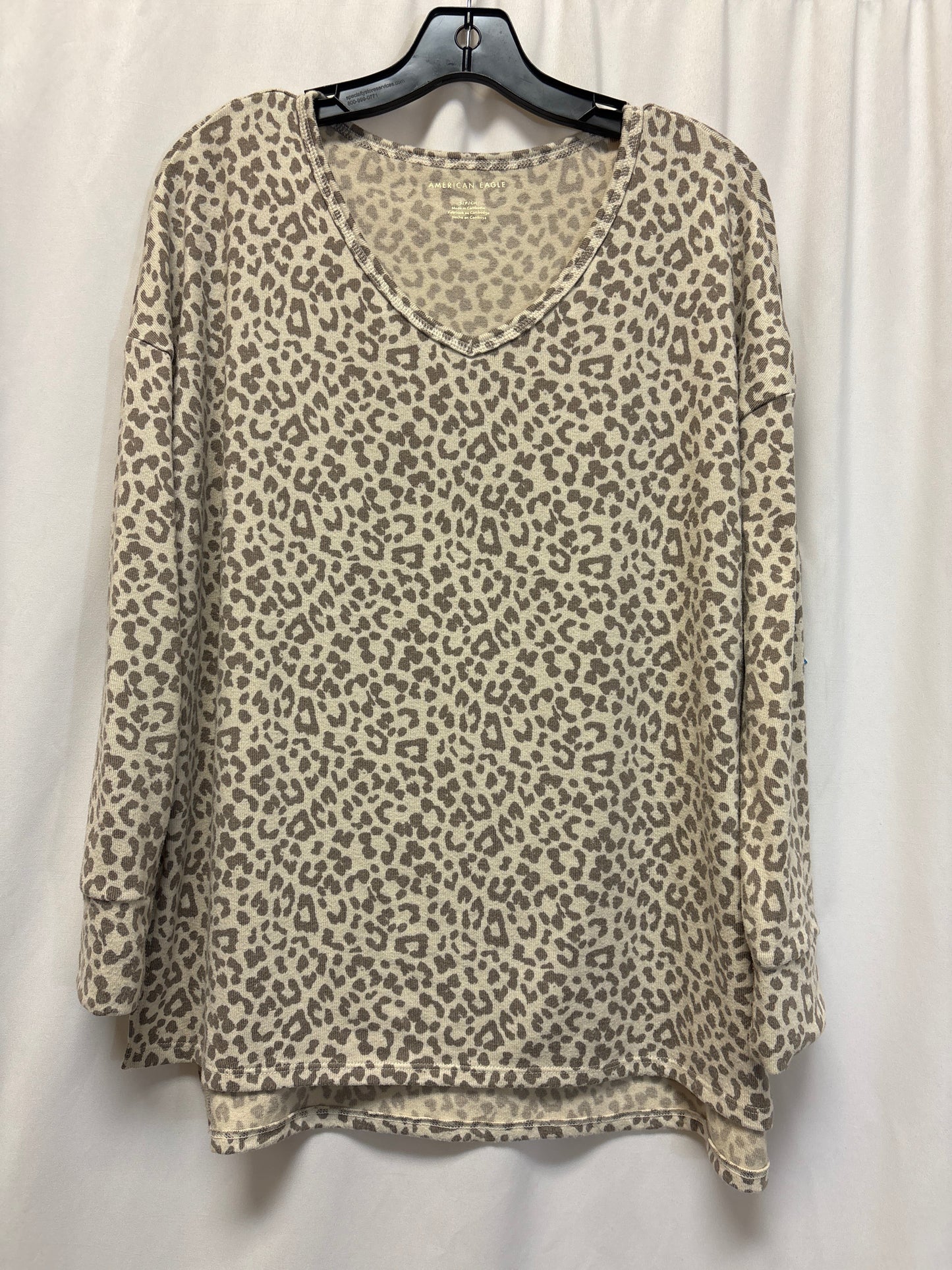 Top Long Sleeve By American Eagle In Animal Print, Size: S