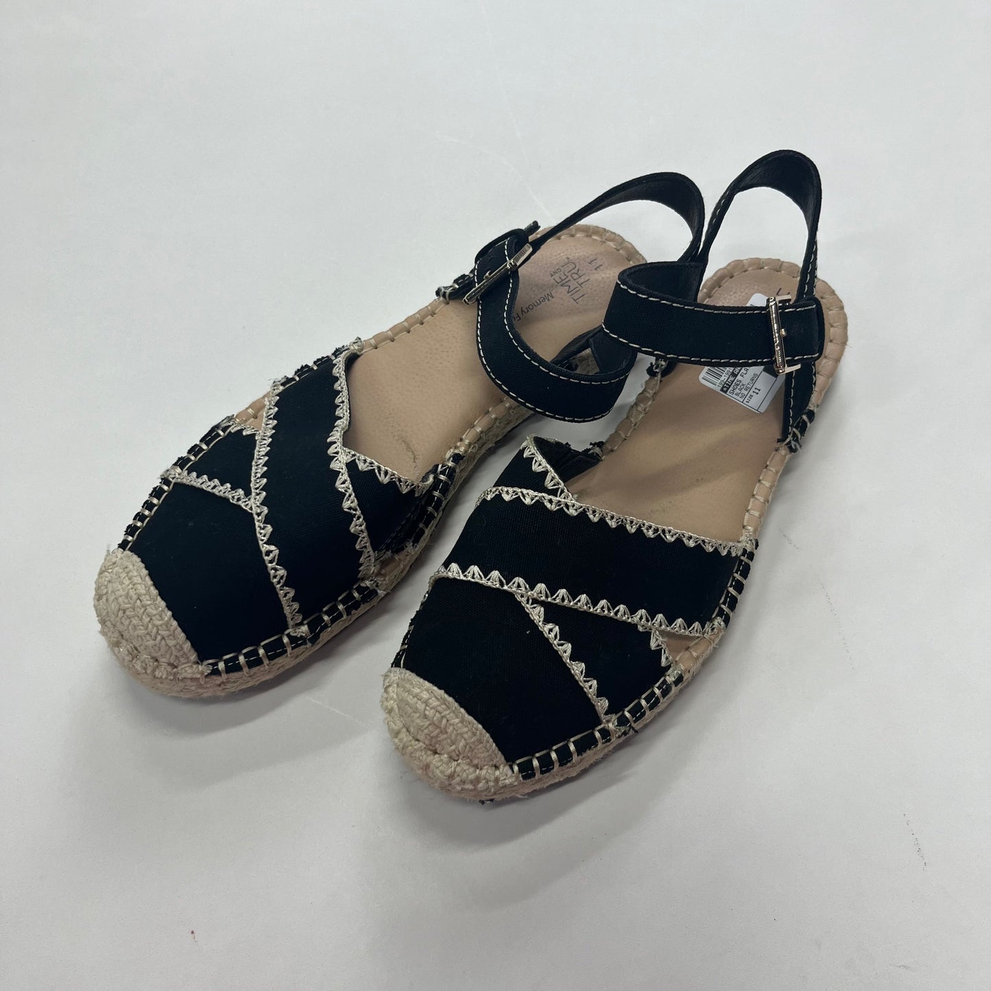 Black Shoes Flats Espadrille Time And Tru, Size 11