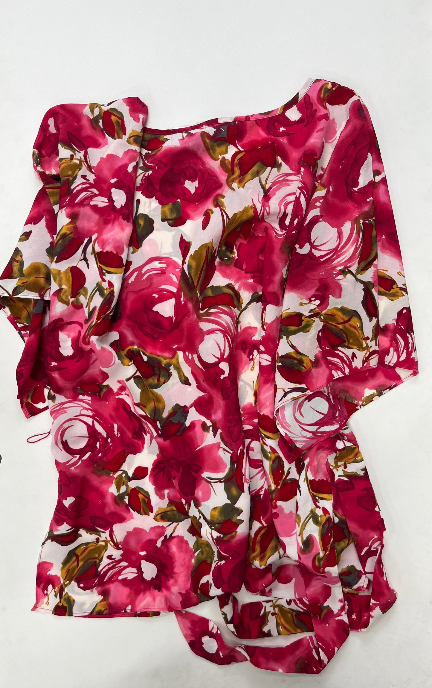 Floral Blouse Short Sleeve Dana Key, Size 1x
