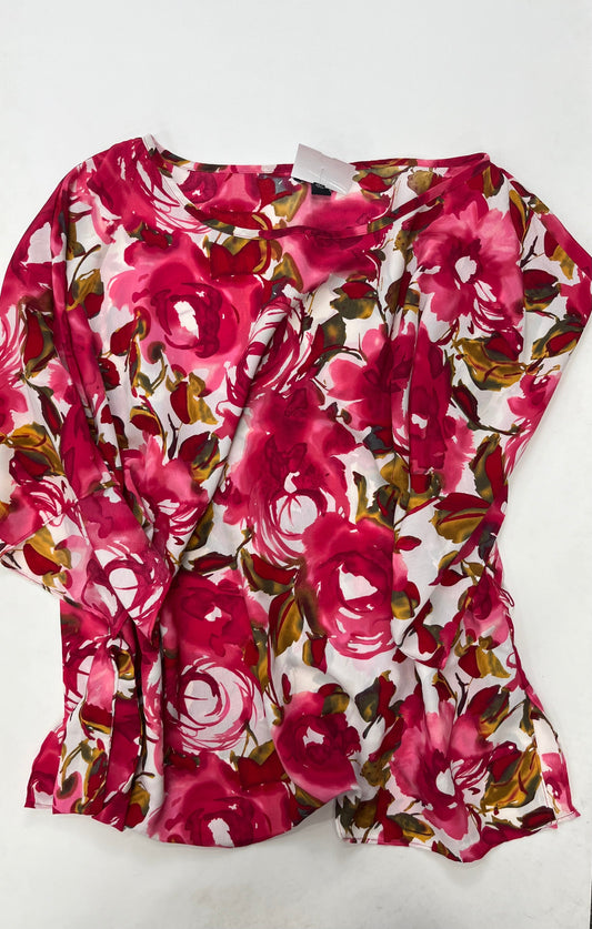 Floral Blouse Short Sleeve Dana Key, Size 1x