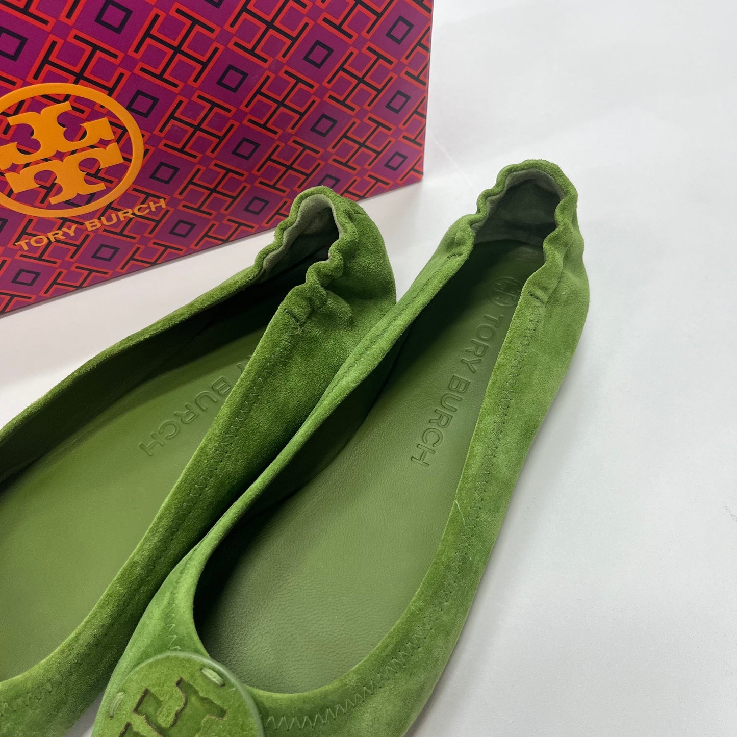 Green Shoes Flats Ballet Tory Burch, Size 9