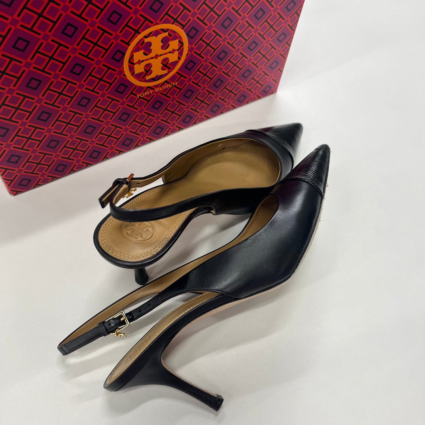 Black Shoes Heels D Orsay Tory Burch, Size 9