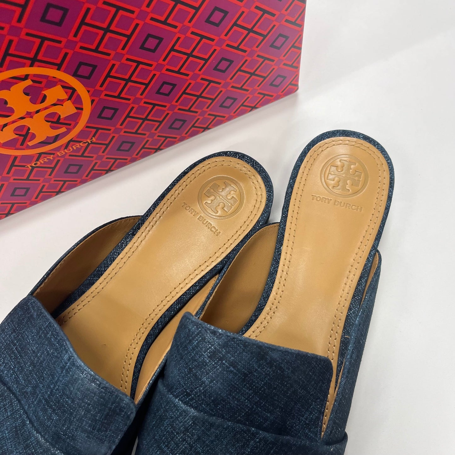 Blue Shoes Flats Ballet Tory Burch, Size 9