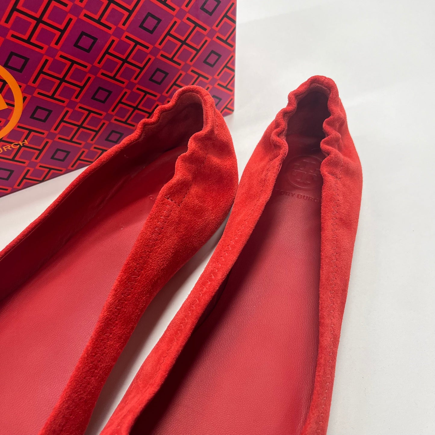 Red Shoes Flats Ballet Tory Burch, Size 9