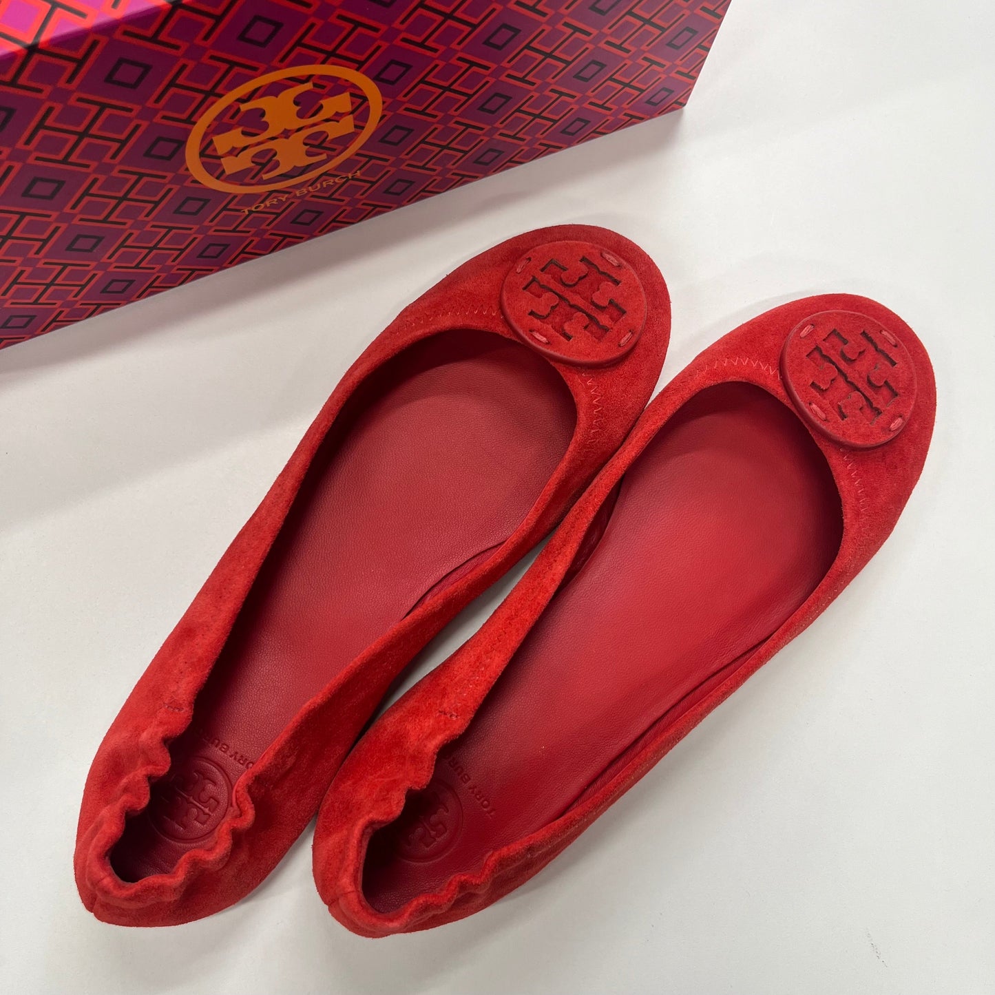 Red Shoes Flats Ballet Tory Burch, Size 9