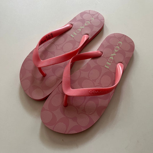 Sandals Flip Flops By Coach In Pink, Size: 10