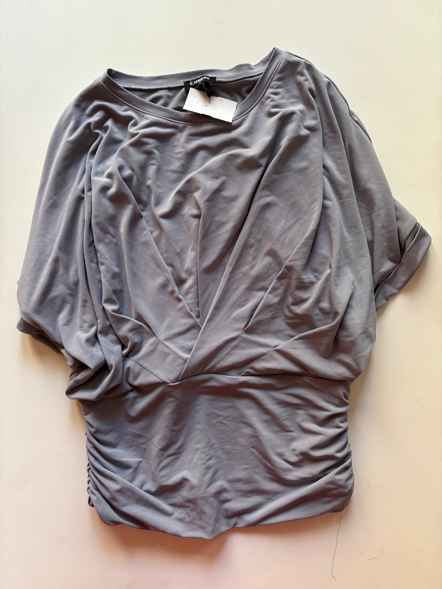 Blouse Short Sleeve By Express In Grey, Size: S