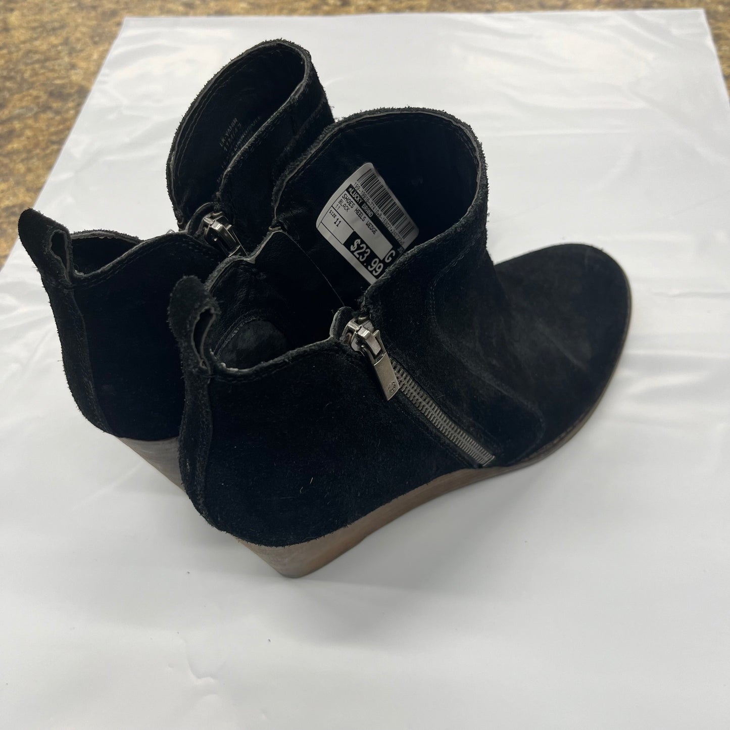 Black Shoes Heels Wedge Lucky Brand, Size 11