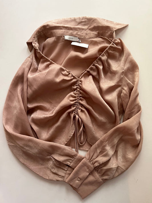 Tan Blouse Long Sleeve Lush, Size M