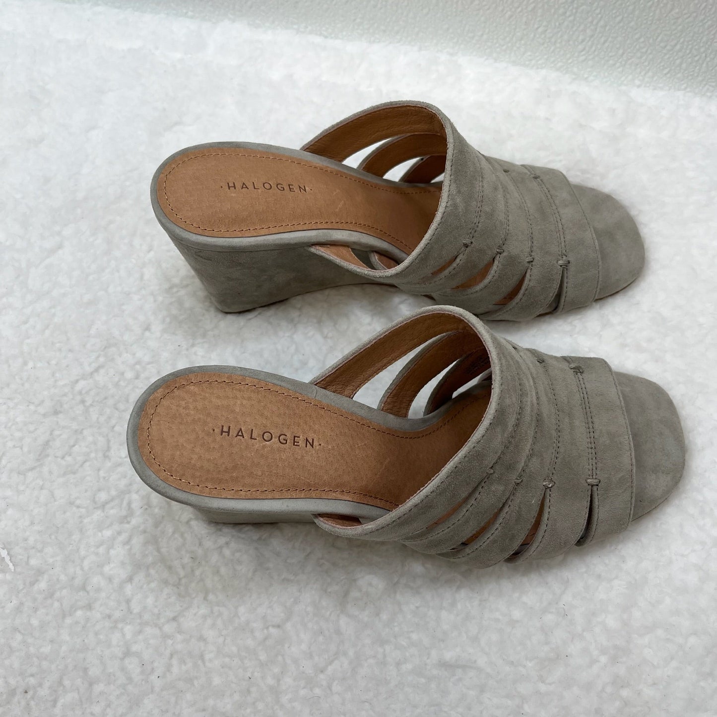 Grey Sandals Heels Block Halogen, Size 6.5