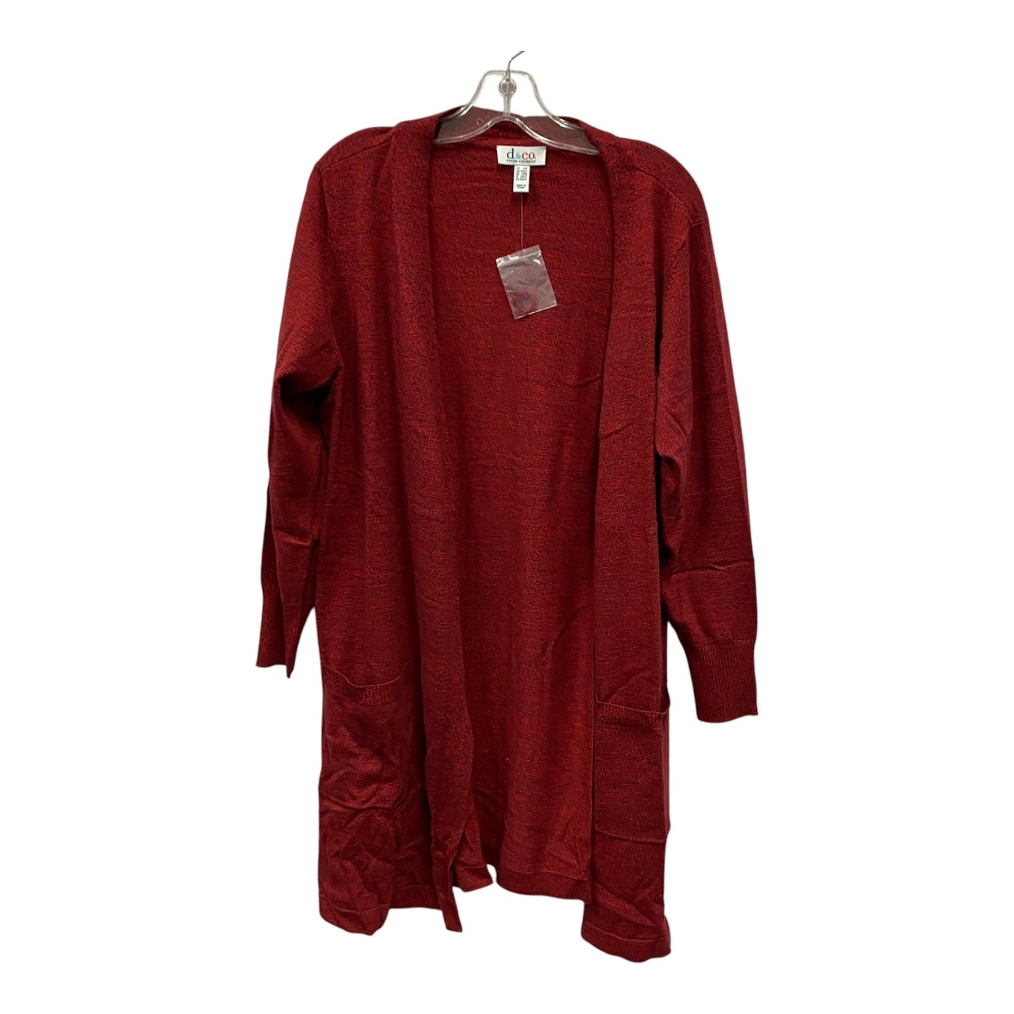 Sweater Cardigan By Denim And Company In Red, Size:1X