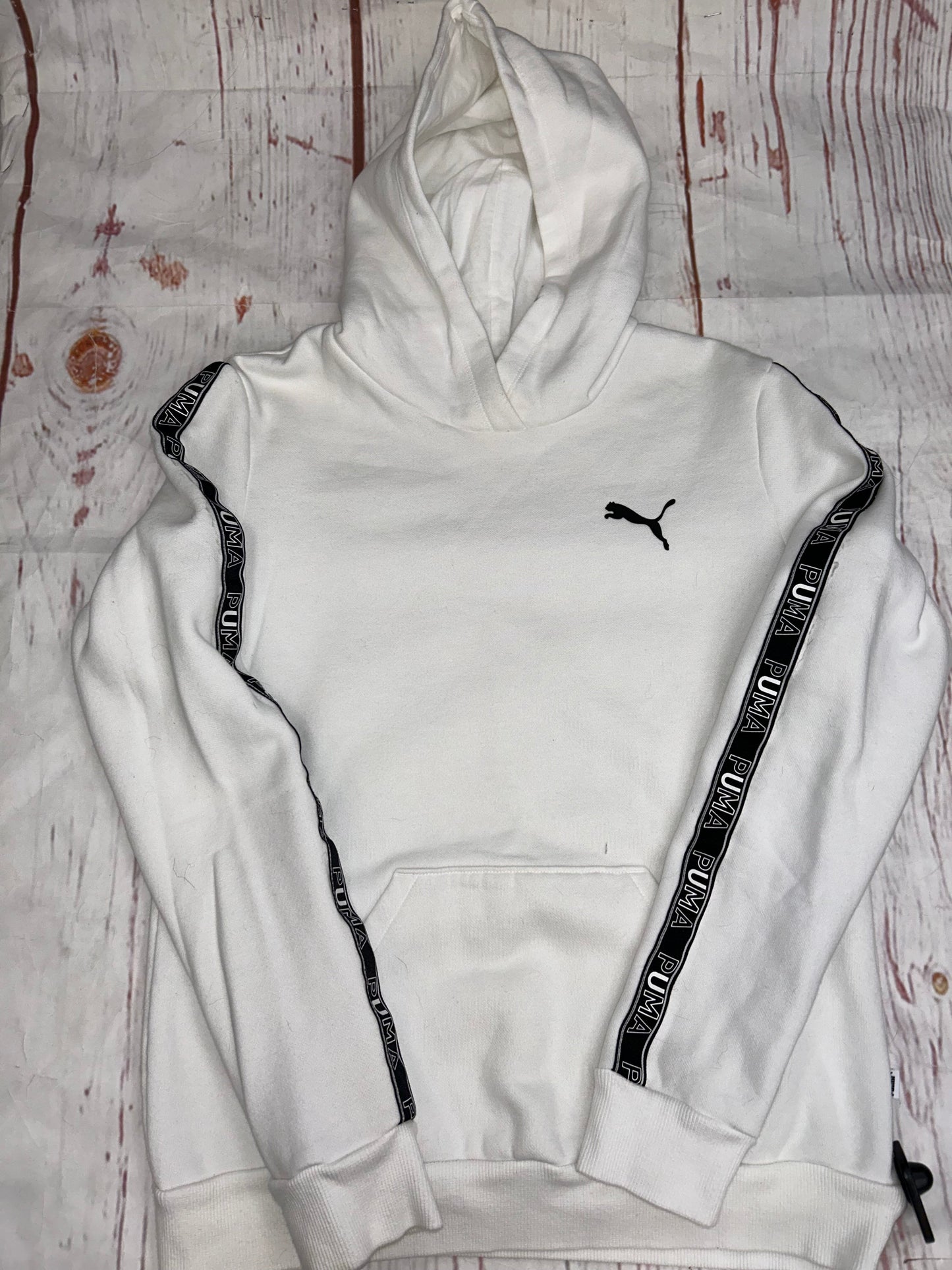 Sweatshirt Hoodie By Puma In White Black, Size: M