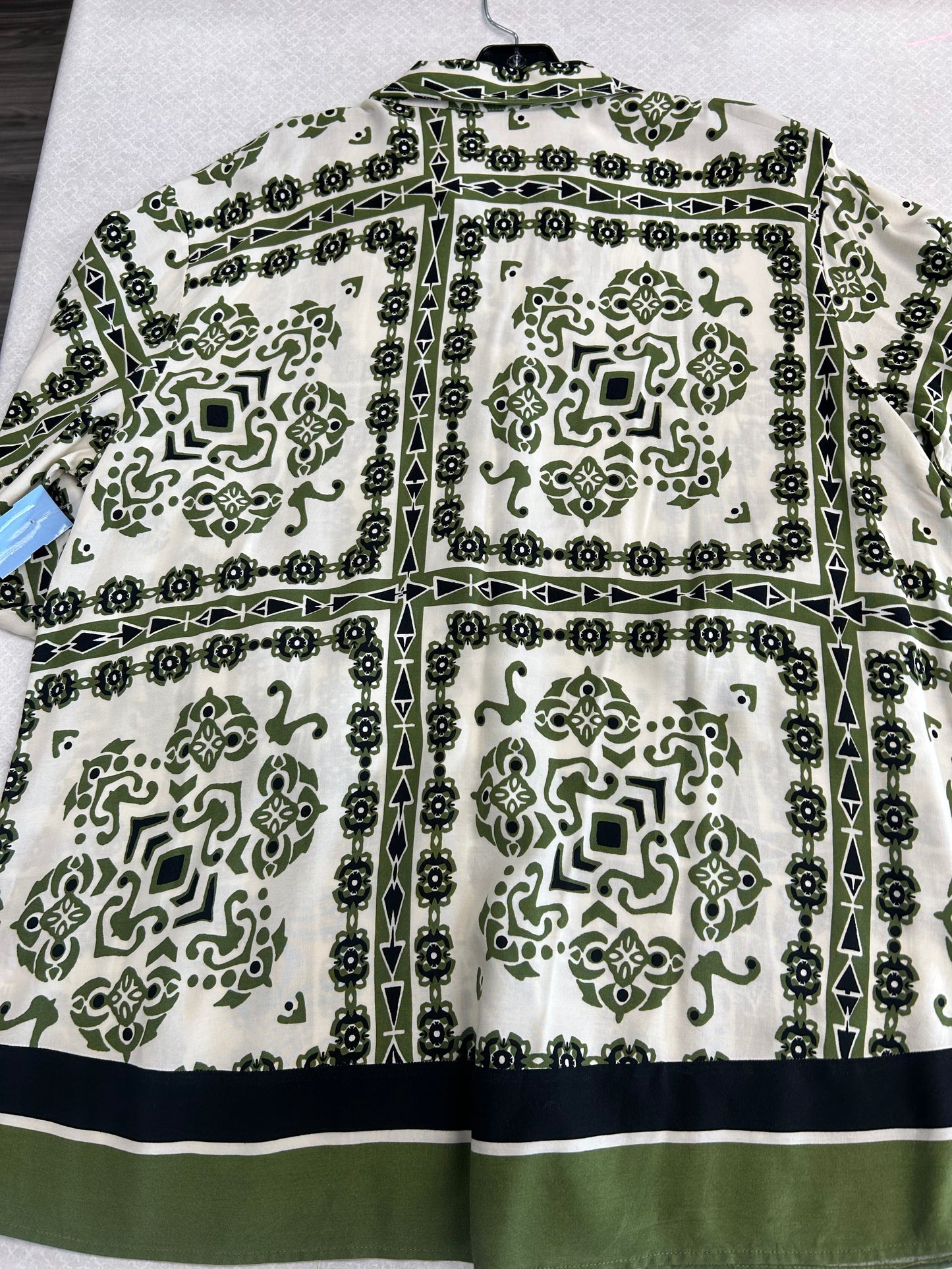 Blouse Long Sleeve By Cato In Green & White, Size: 3x