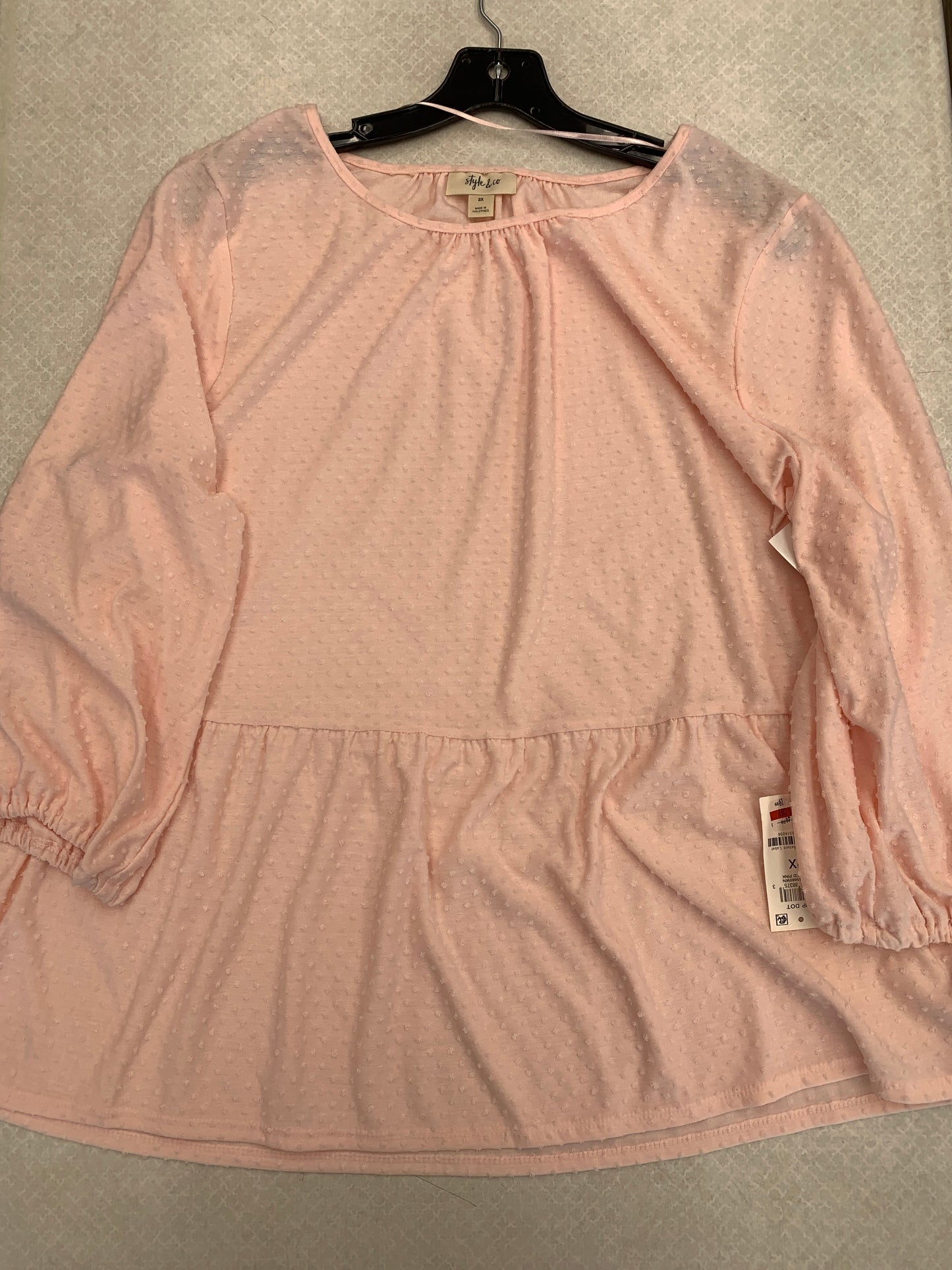 Top Long Sleeve By Style And Company In Pink, Size: 2x