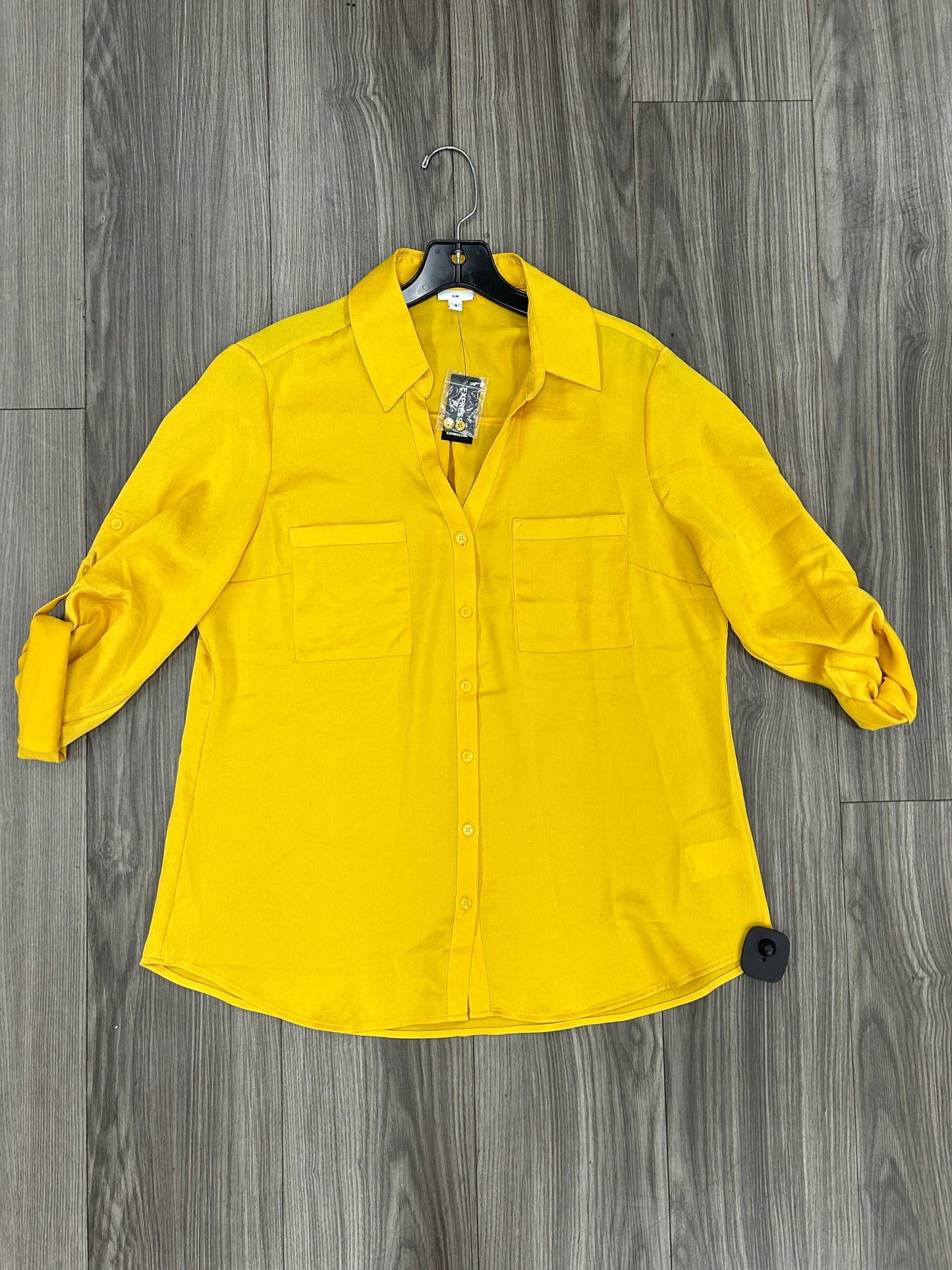 Blouse Long Sleeve By Express In Yellow, Size: L