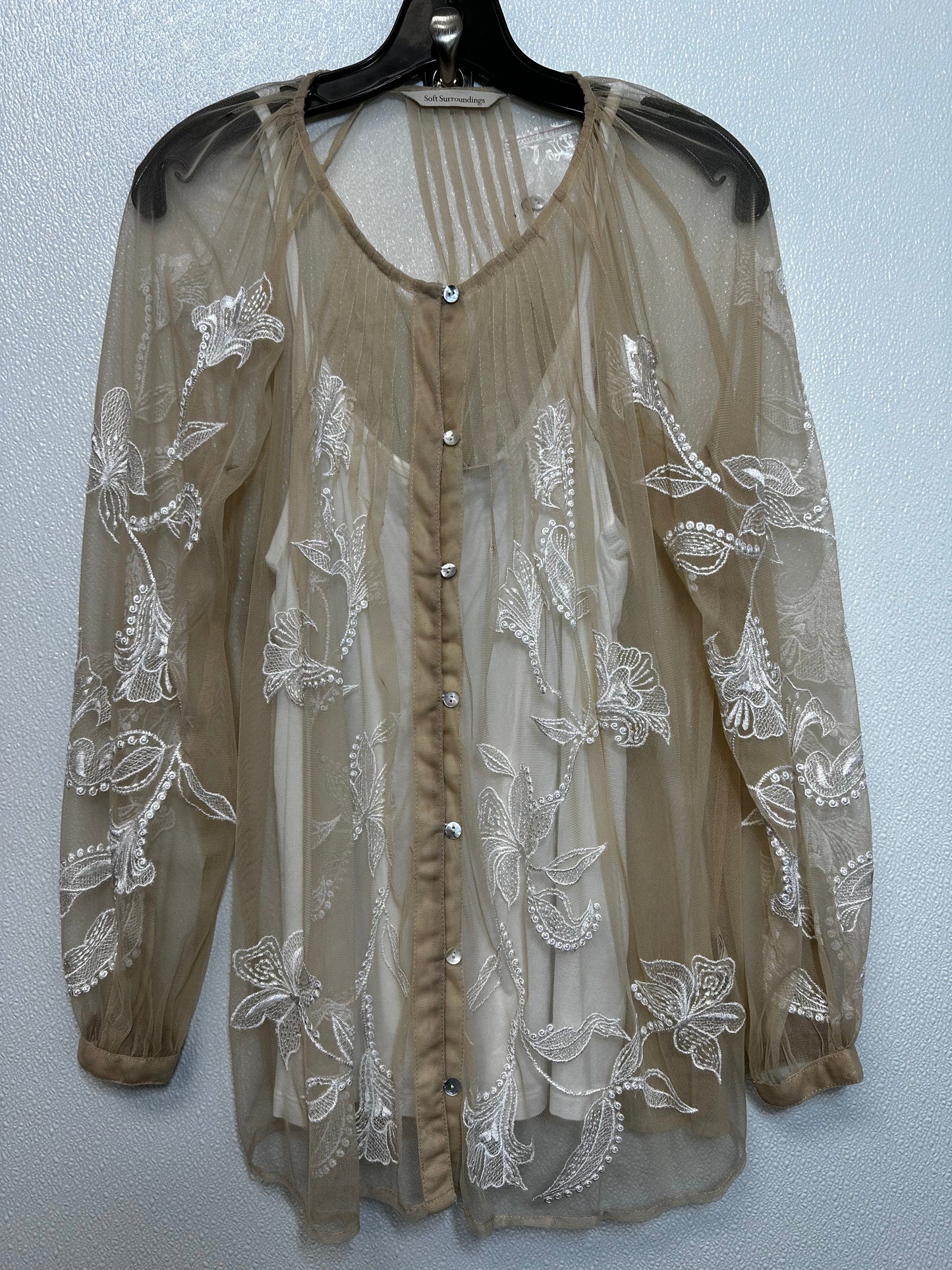 Top Long Sleeve By Soft Surroundings In Tan, Size: S