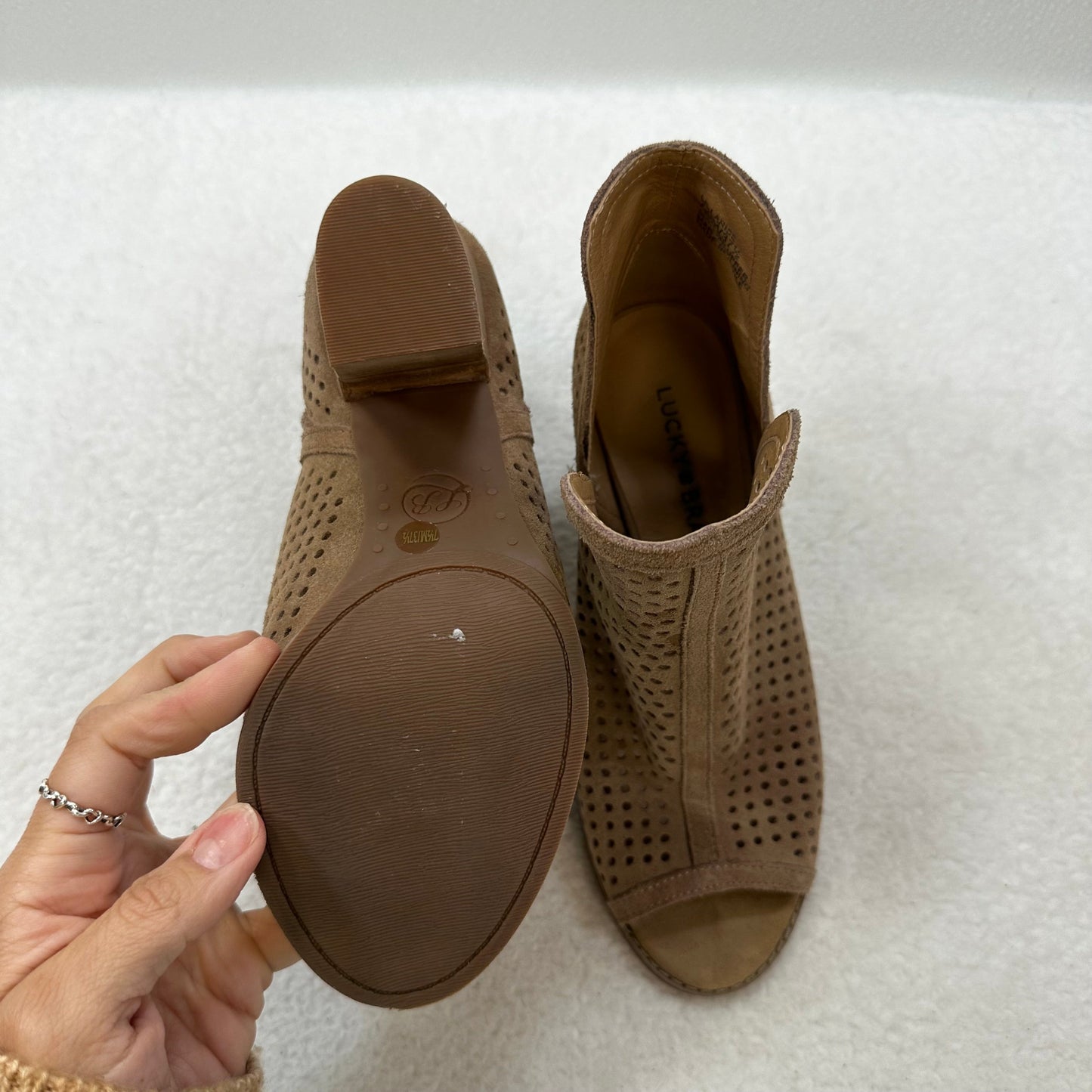 Tan Shoes Heels Block Lucky Brand O, Size 7.5