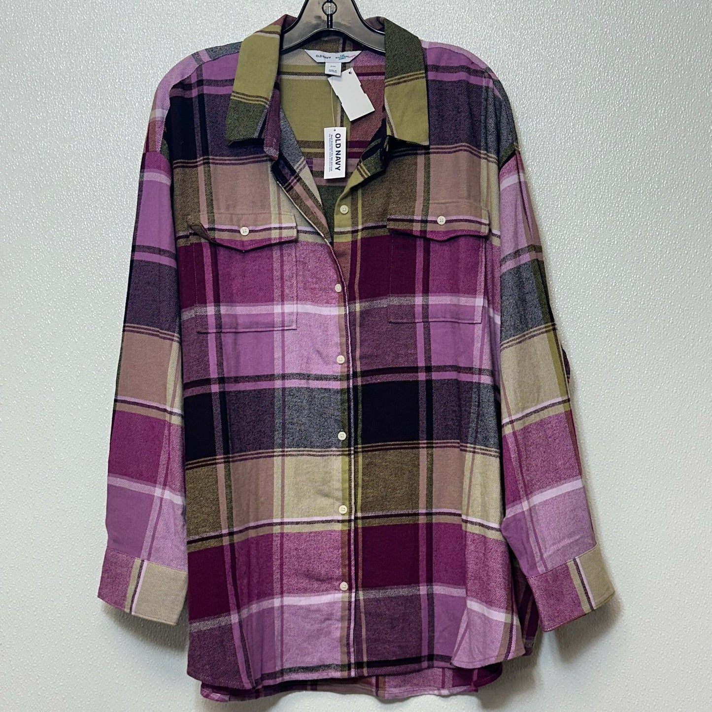 The Boyfriend Shirt Top Long Sleeve By Old Navy O In Multi-colored, Size: Xxl