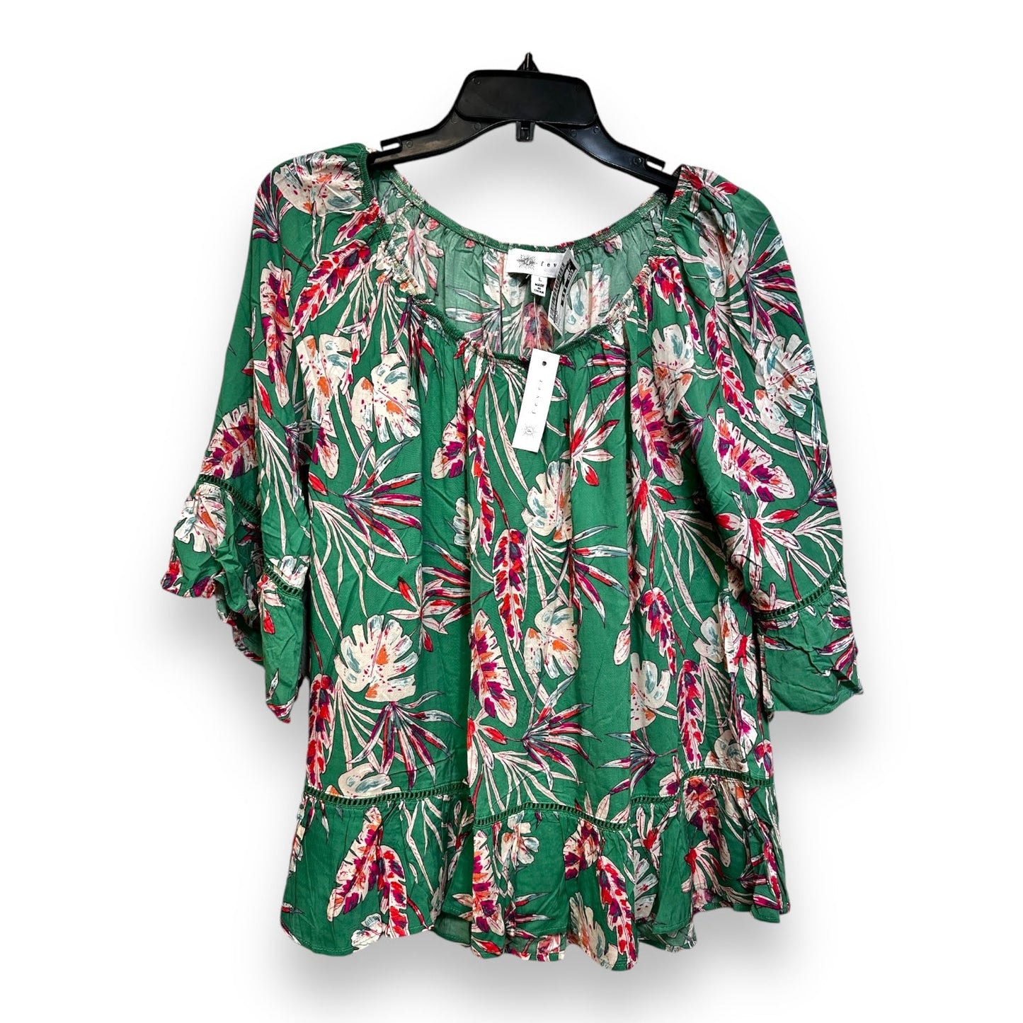 Top Short Sleeve By Fever In Green, Size: L