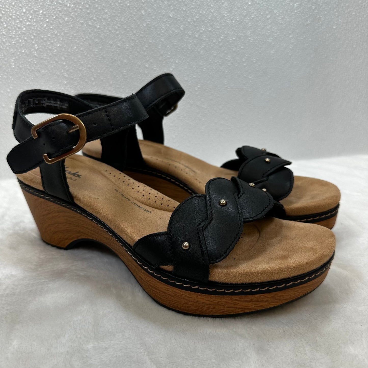 Sandals Heels Block By Clarks In Black, Size: 8