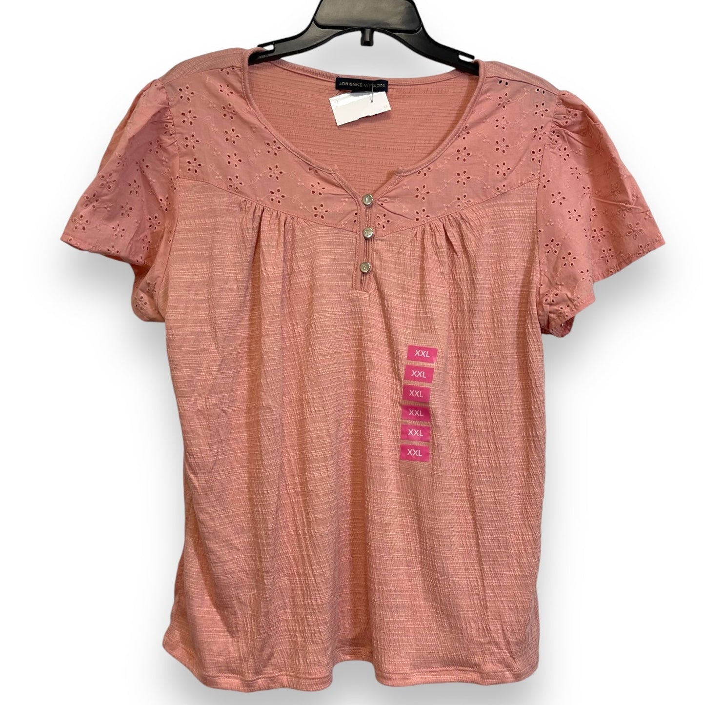 Top Short Sleeve By Adrienne Vittadini In Peach, Size: Xxl