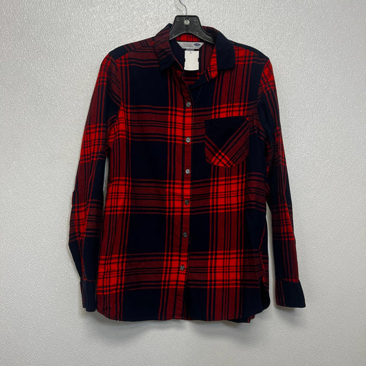 Top Long Sleeve By Old Navy O In Plaid, Size: M