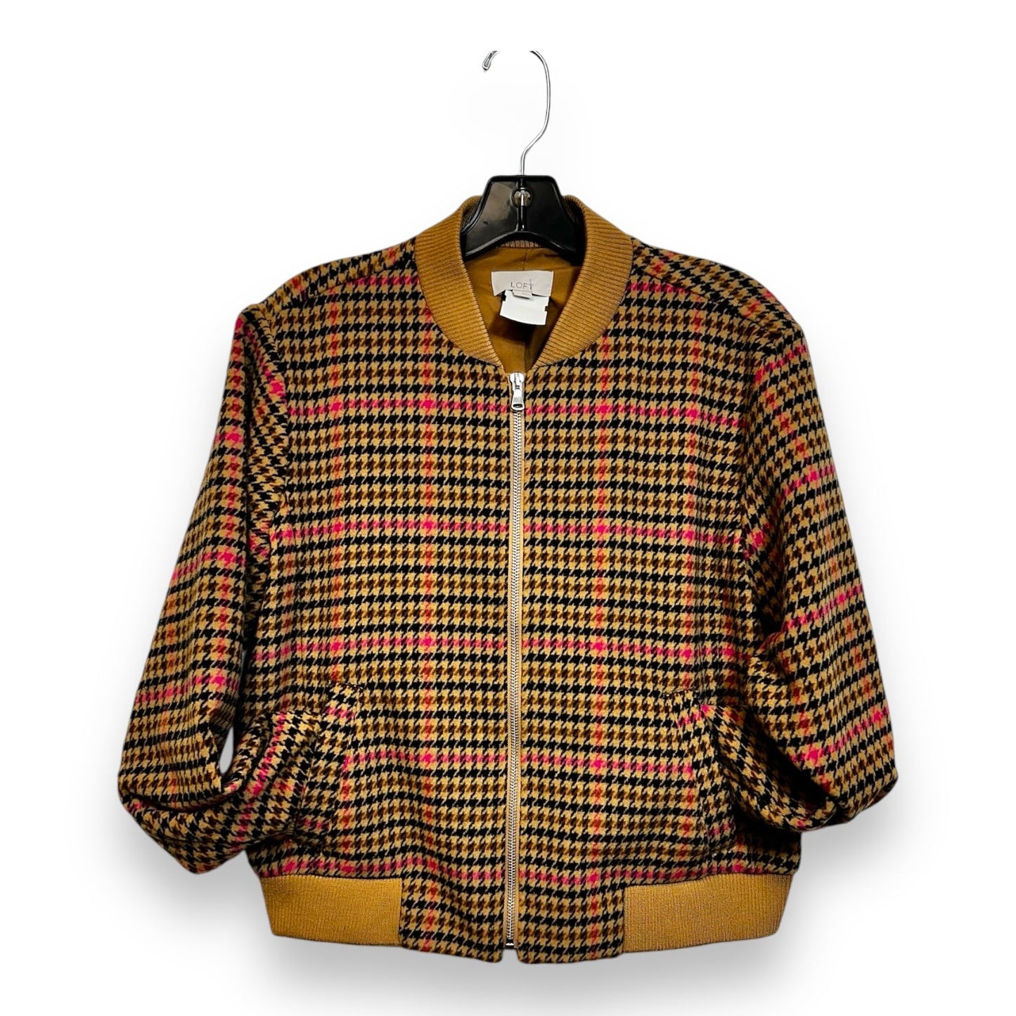 Jacket Moto By Loft In Checkered Pattern, Size: S